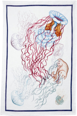 Tessitura Toscana Telerie, “Jelly - Medusa”, Pure hemp printed tea towel.