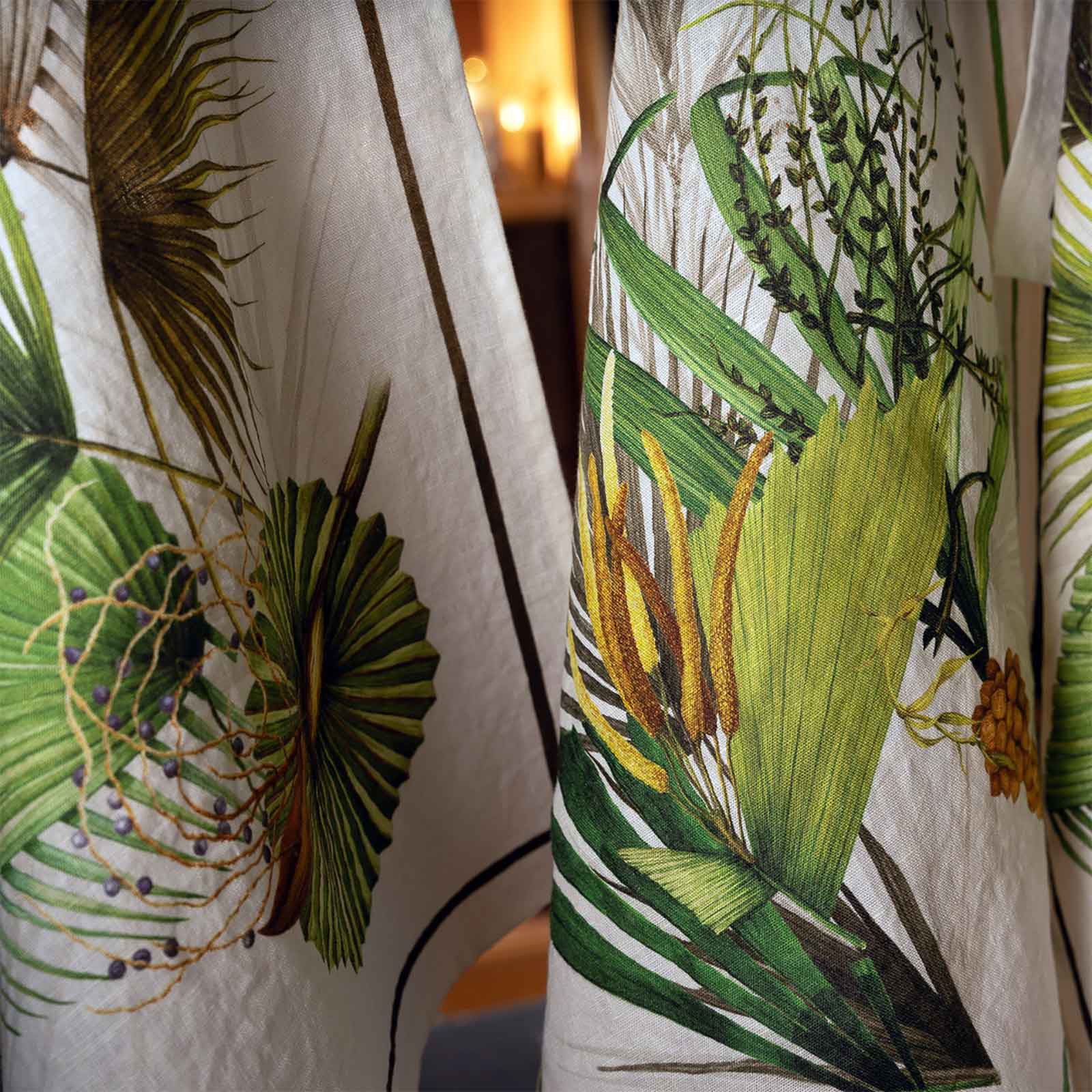 Tessitura Toscana Telerie, “Oasi - Marron”, Pure hemp printed tea towel.