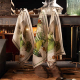 Tessitura Toscana Telerie, “Oasi - Marron”, Pure hemp printed tea towel.