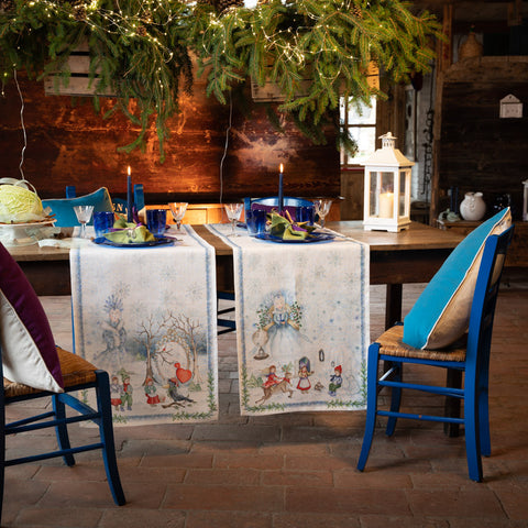 Tessitura Toscana Telerie, “Elsa”, Pure linen printed table runner.