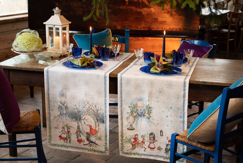 Tessitura Toscana Telerie, “Elsa”, Pure linen printed table runner.