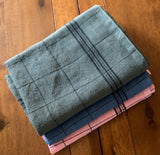 Charvet Éditions "Bistro" (Blue Pastel), Natural woven linen tea towel. Made in France. - Home Landing
