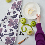 Thornback & Peel "Blackbird & Bramble", Pure cotton tea towel. Hand printed in the UK. - Home Landing