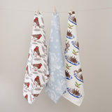 Thornback & Peel "Winter Rabbit & Cabbage", Pure cotton tea towel. Hand printed in the UK.