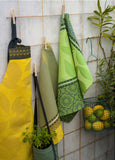 Jacquard Français "Sous les Citronniers" (Green), Woven cotton hand towel. Made in France.