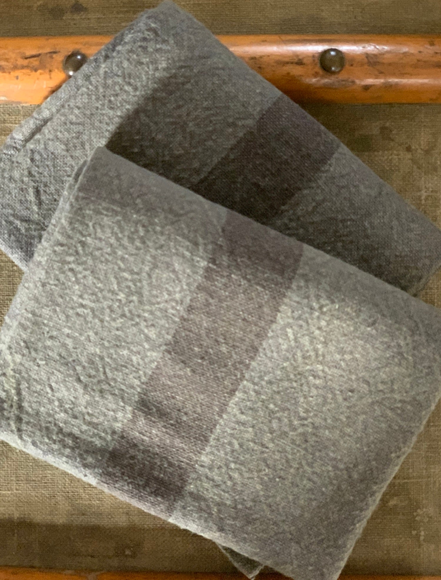 Charvet Editions "Doudou Stripe" (Oxyde & Marron), Natural  linen tea towel. Made in France. - Home Landing