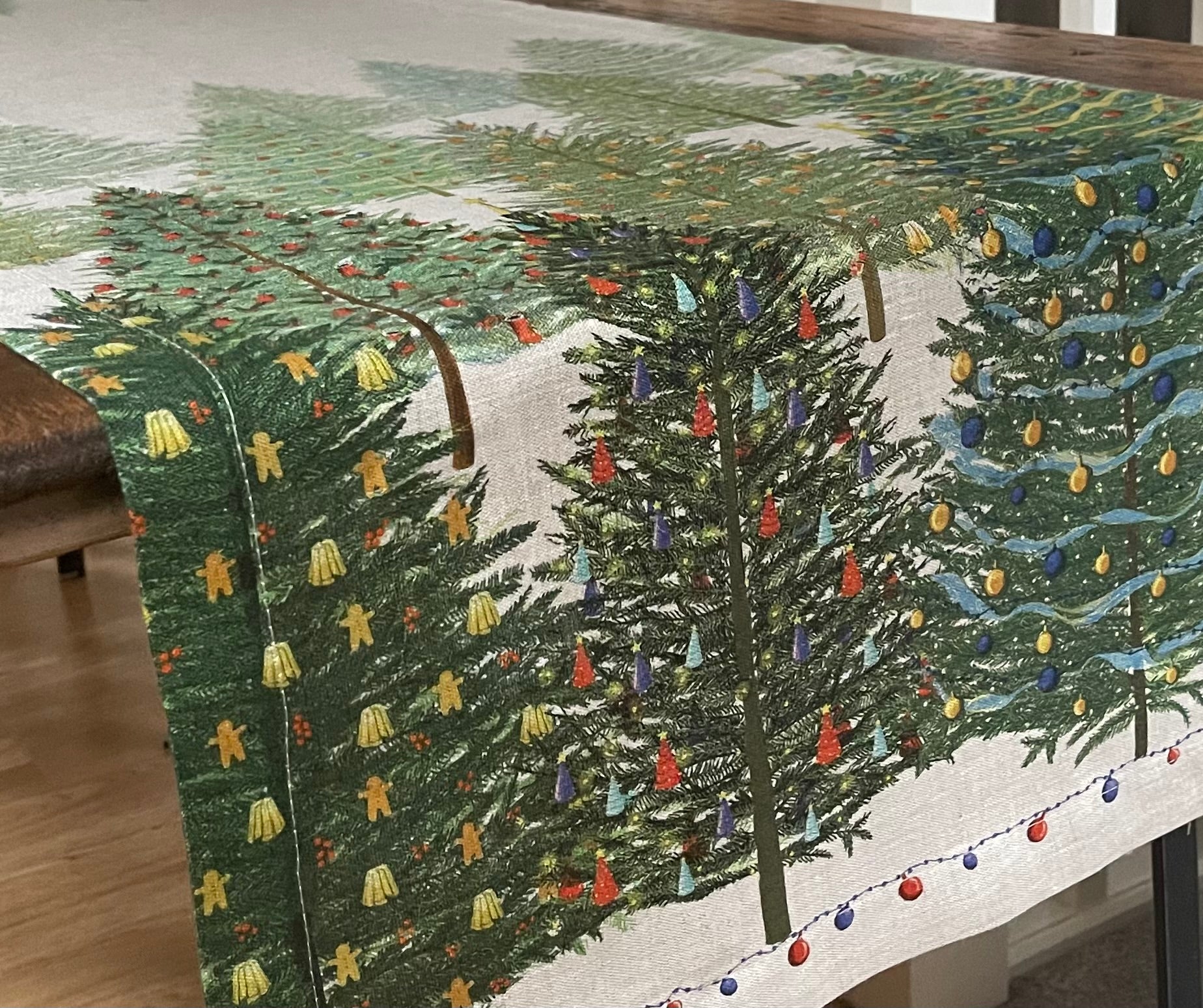Tessitura Toscana Telerie, “Fairy Trees”, Pure linen printed table runner.