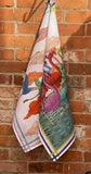 Tessitura Toscana Telerie, “Flamingo - Acqua”, Pure linen printed tea towel - Home Landing