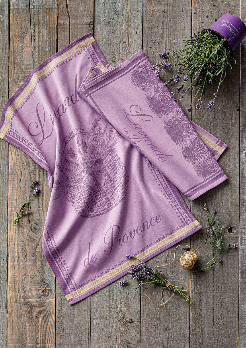 Coucke "Panier de Lavande", Woven cotton tea towel. Designed in France.
