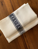Thomas Ferguson Woven Irish Linen, Glass Cloth, “Quick Dryer”. Black Stripe, Ireland.