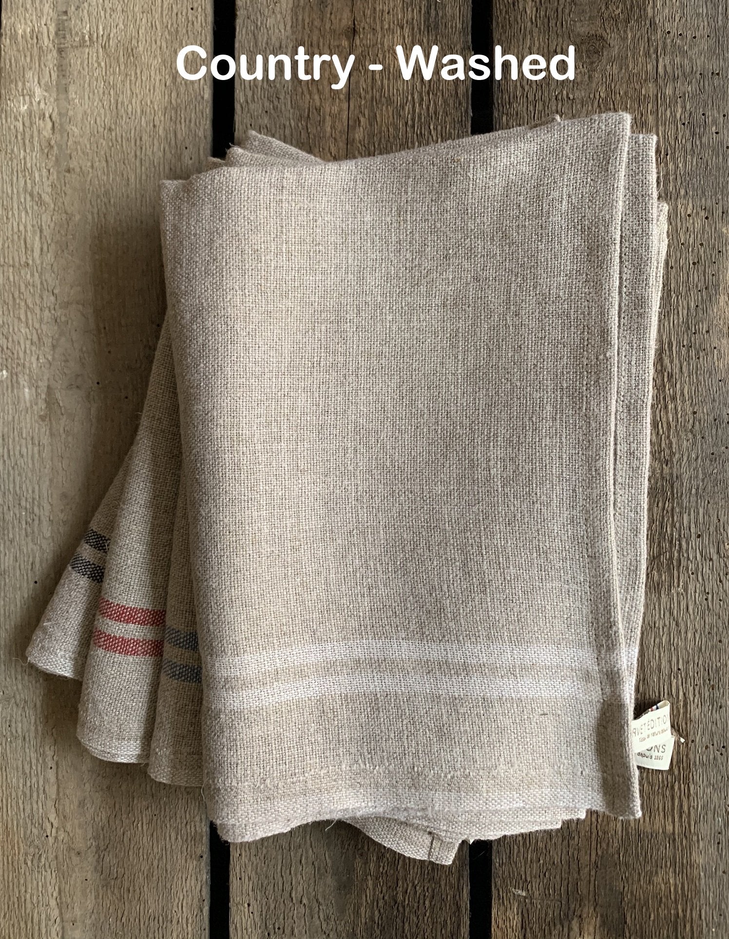Charvet Éditions "Country Washed" (Écru), Natural woven linen tea towel. Made in France. - Home Landing