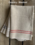 Charvet Éditions "Country Washed" (Red), Natural woven linen tea towel.  Made in France. - Home Landing