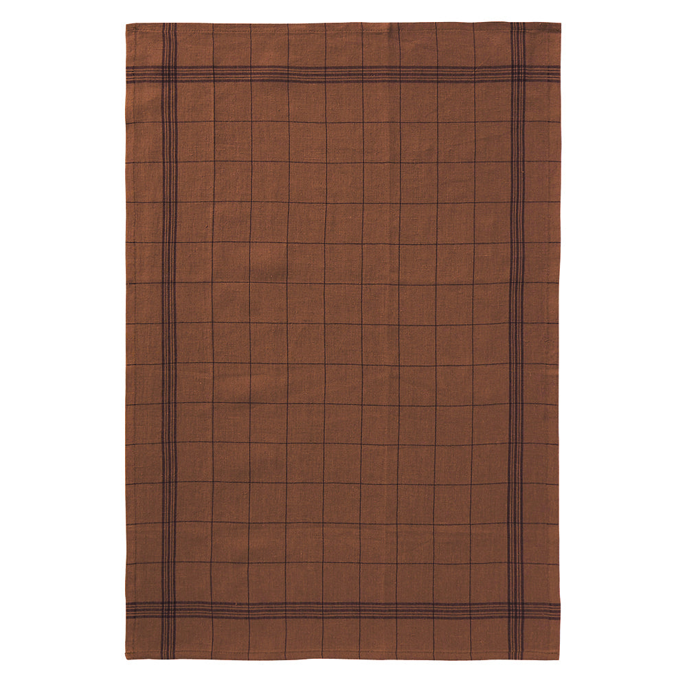 Charvet Editions "Bistro" (Noisette), Natural woven linen tea towel. Made in France.
