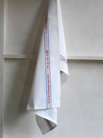 Charvet Éditions "Le Tourchon Français", white woven cotton tea towel. Made in France. - Home Landing