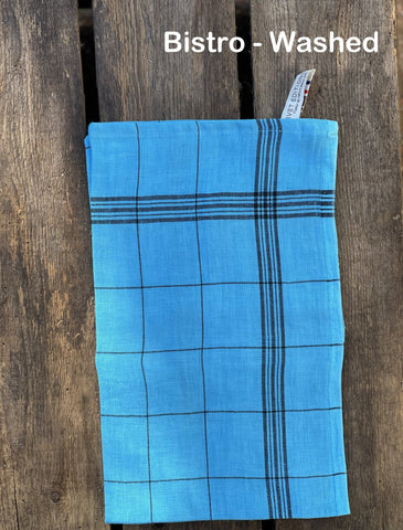 Charvet Éditions "Bistro" (Curacao), Natural woven linen tea towel. Made in France. - Home Landing