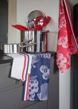 Jacquard Français "Gastronomie" (Blue), Woven cotton tea towel. Made in France.