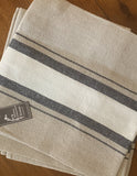 Thomas Ferguson Linen Huckaback Tea Towel. Natural With Primary Stripe, Ireland. - Home Landing