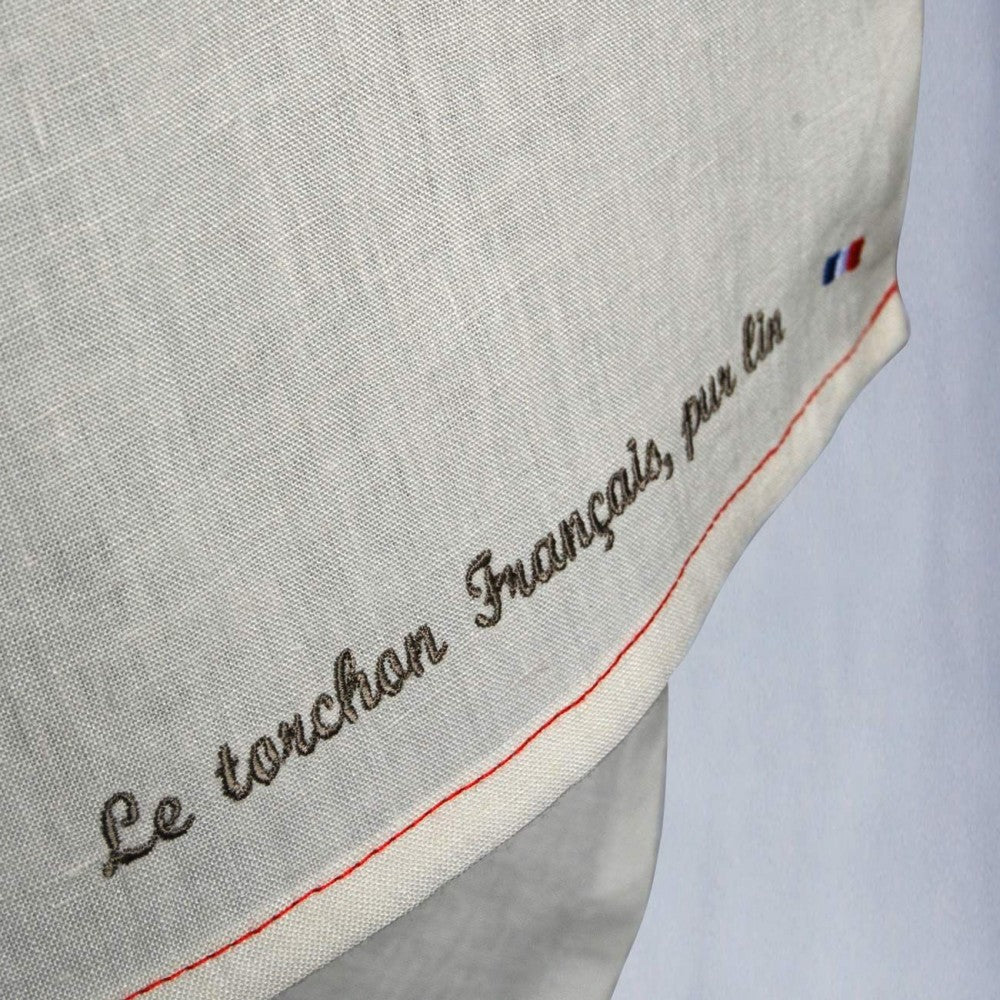 Charvet Éditions "LTF Pur Lin” (Blanc), Natural woven linen tea towel. Made in France. - Home Landing