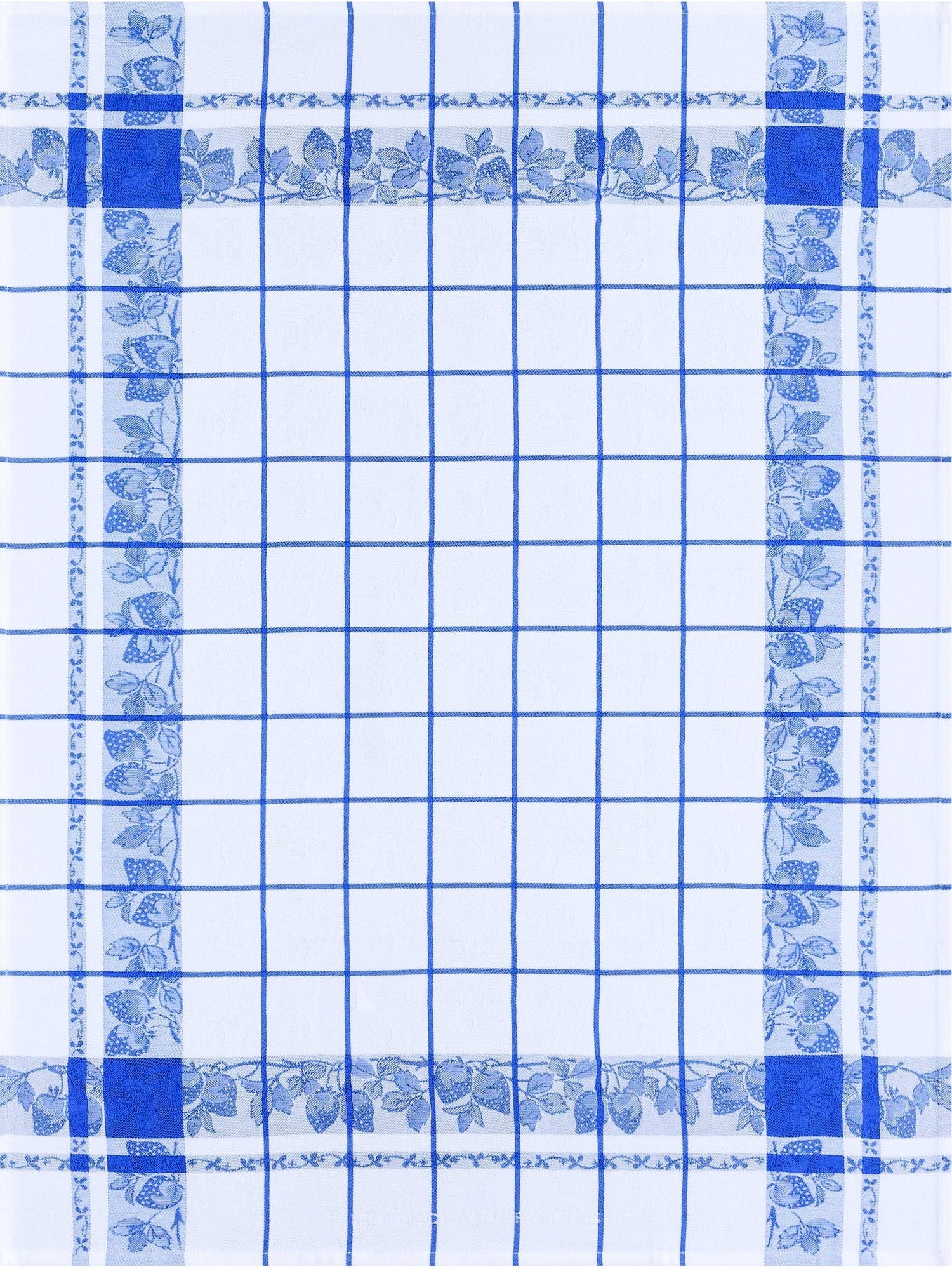 Jacquard Français "Fraises" (Blue / White), Woven cotton tea towel. Made in France. - Home Landing