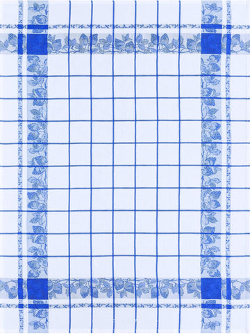 Jacquard Français "Fraises" (Blue / White), Woven cotton tea towel. Made in France. - Home Landing